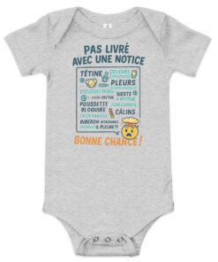 Body bébé humour gris clair – Pas livré avec une notice – Bonne chance