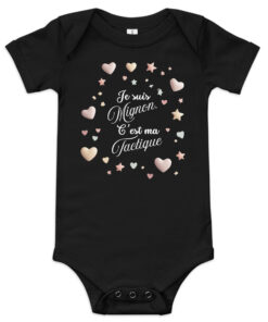 Body bébé garçon noir humour – Je suis mignon, c’est ma tactique