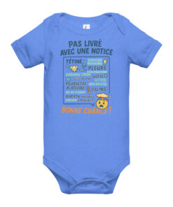 Body bébé bleu humour – Pas livré avec une notice – Bonne chance