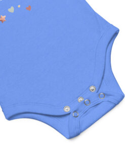 Zoom body bébé bleu humour – boutons-pression pratiques