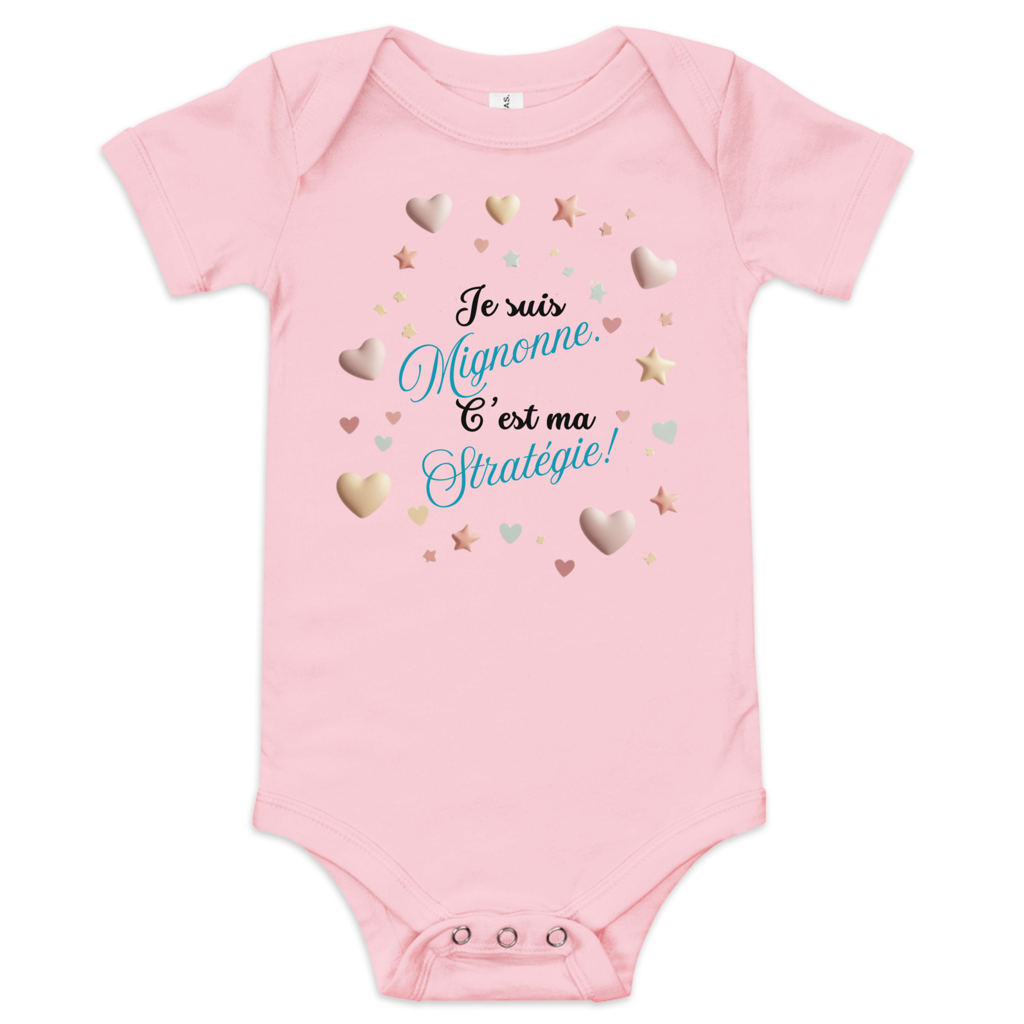 Body bébé rose humour fille – Je suis mignonne, c’est ma stratégie