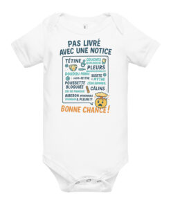 Body bébé blanc humour – Pas livré avec une notice – Bonne chance