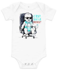 Body bébé garçon blanc humour – C’est qui le Boss ?