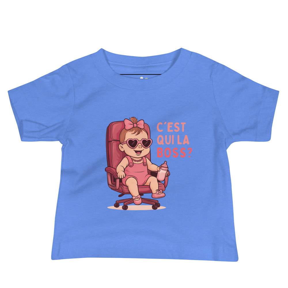 T-shirt fille bleu humour – C’est qui la Boss ?