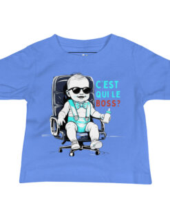 T-shirt garçon bleu humour – C’est qui le Boss ?