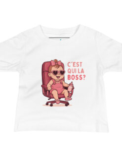 T-shirt fille blanc humour – C’est qui la Boss ?